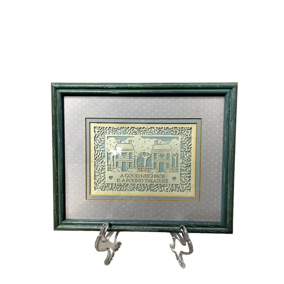 Scherenschnitte A Good Neighbor is a Found Treasure Handmade Gift Framed Art - Picture 6 of 6